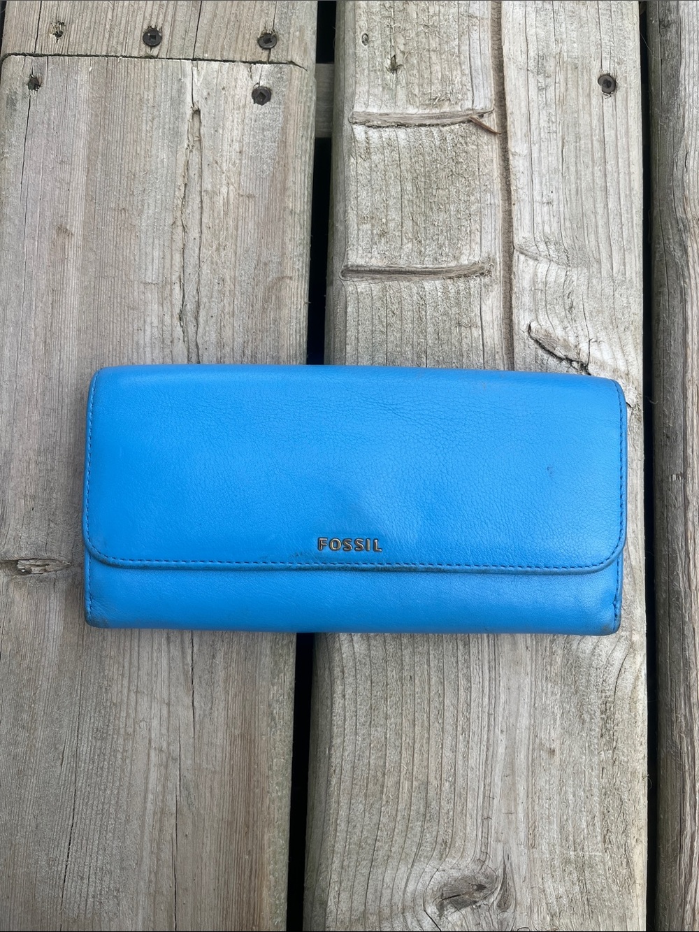 Fossil Bright Blue Leather Wallet